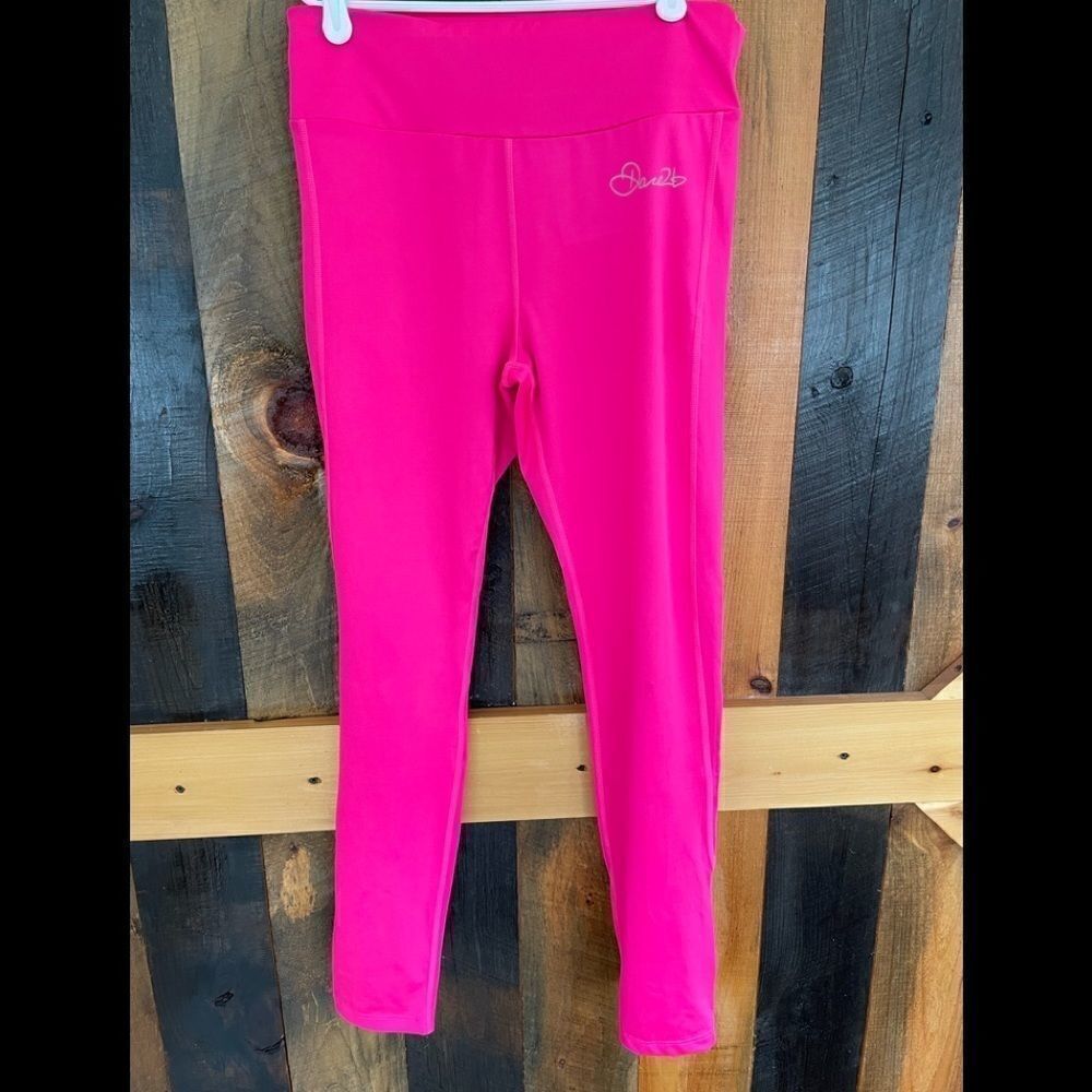 Dare2B hot pink wide waistband leggings with small waistband pocket, size 6.